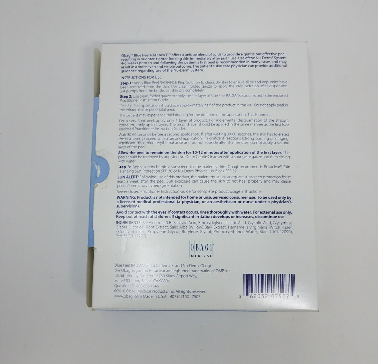 Obagi Medical Blue Peel Radiance Lot of 3 Skincare Nu-Derm System Tighter Skin