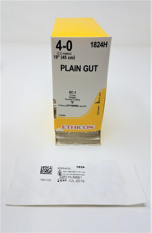 Ethicon 1824H Plain Gut Straight Cutting Absorbable Monofilament size 4-0