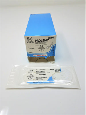 Ethicon 8605G PROLENE Size 5-0 Polypropylene Non-Absorbable Suture P-3 Needle