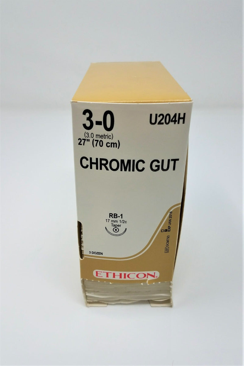 Ethicon Chromic Gut Suture U204H 27" For Use With RB-1 Needle Absorbable