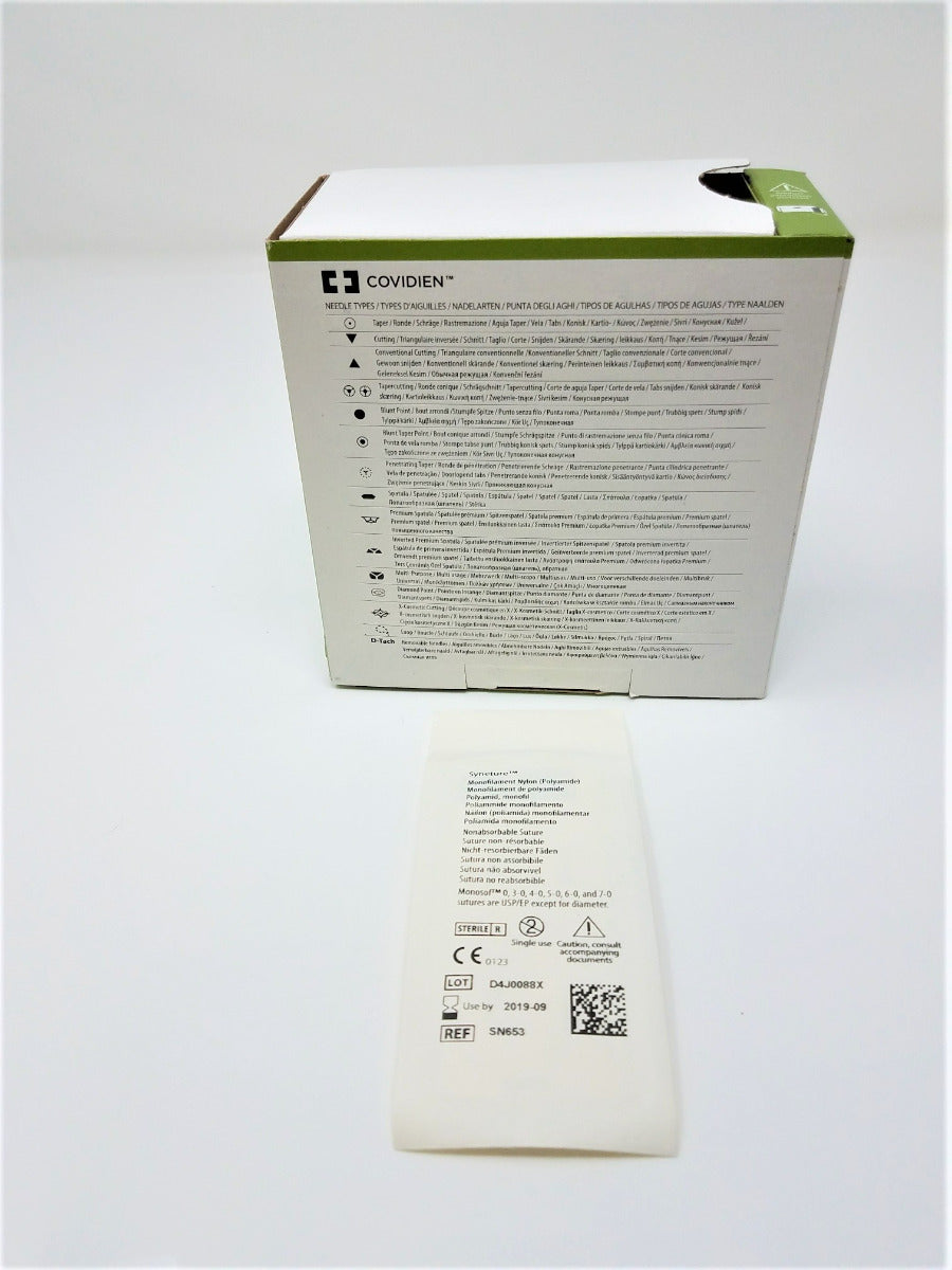 Covidien SN-653 Monosof Nylon Suture Reverse Cutting Sz 3-0 SN653 Non-absorbable