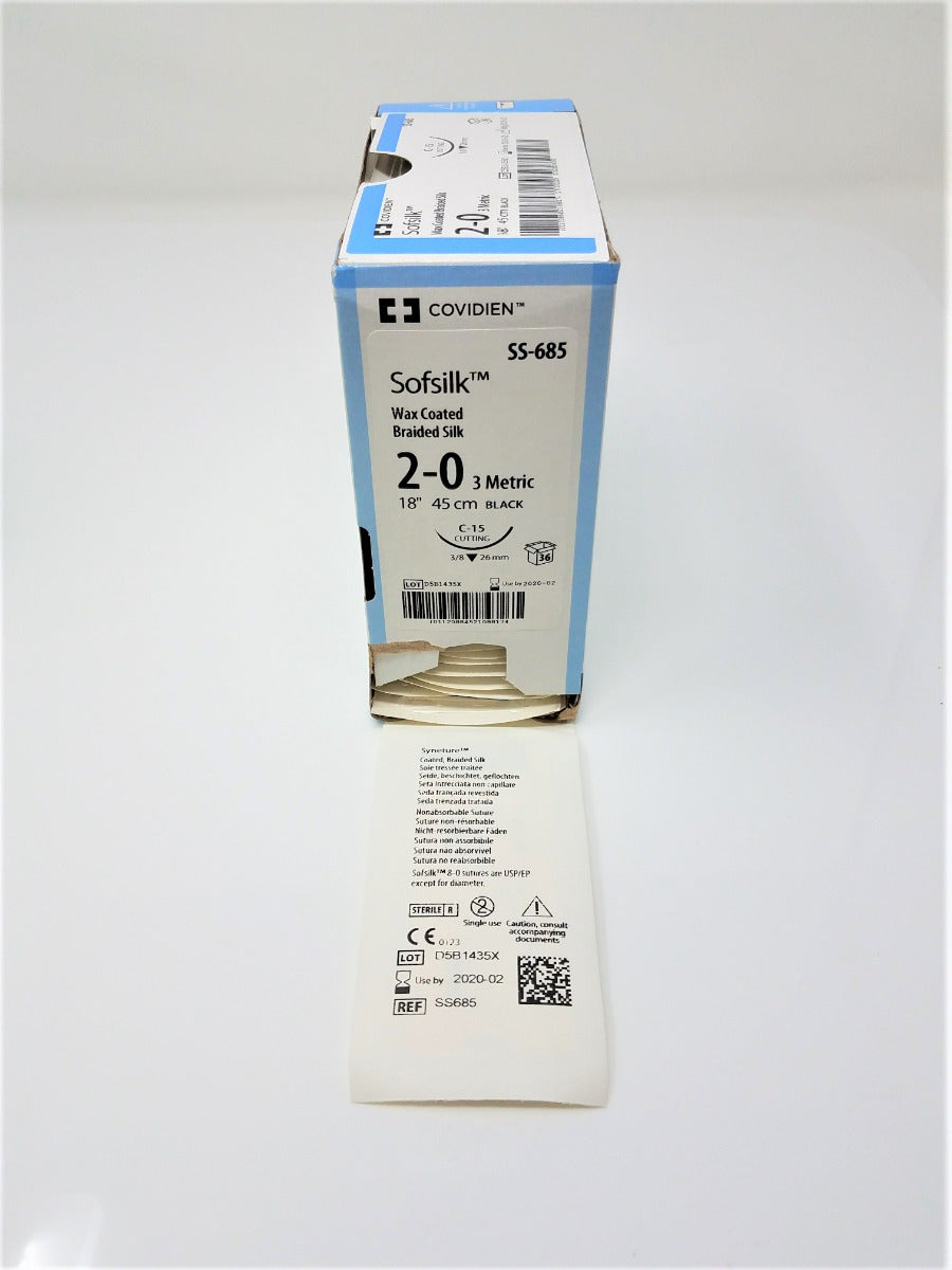Covidien SS-685 Sofsik Suture size 2-0 Non-absorbable Silk Fibroin SS685 Sz 2