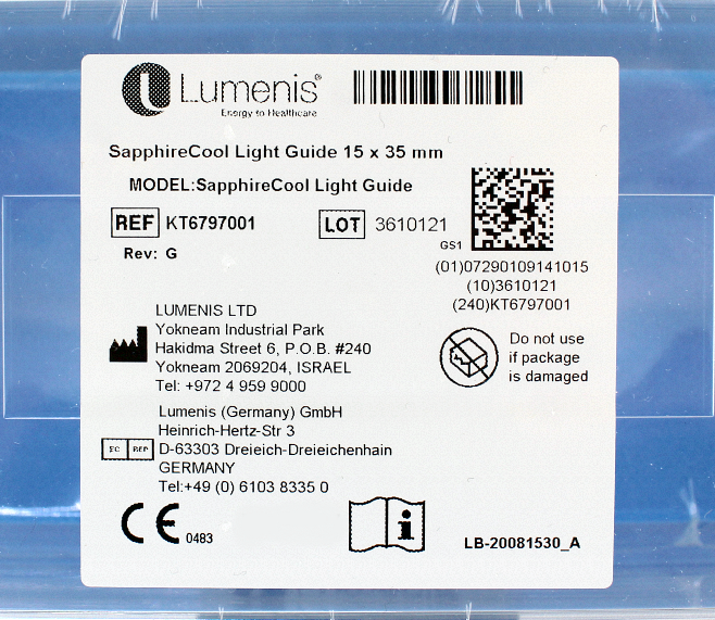 Lumenis Lume One Universal IPL SapphireCool Light Guide 15x35 KT6797001 NEW