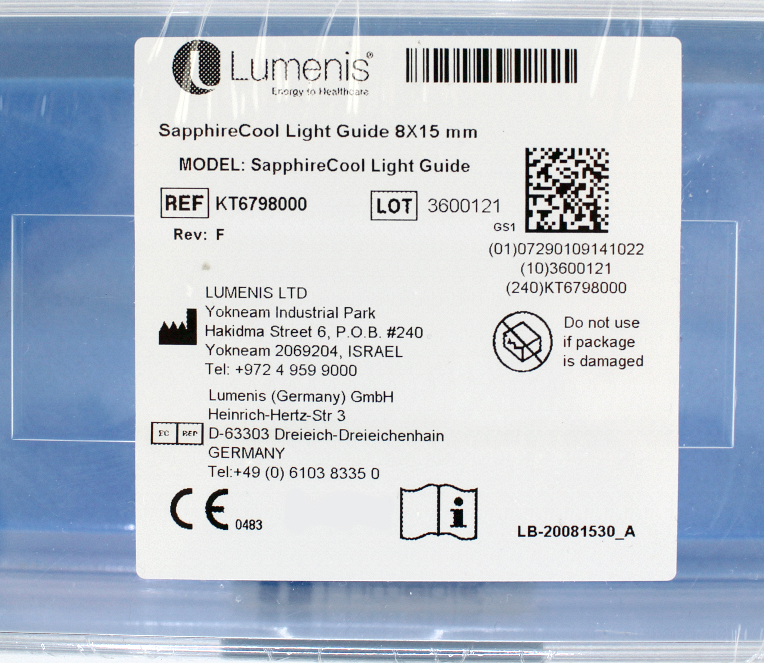 Lumenis Lume One Universal IPL Small SapphireCool Light Guide 8x15 KT6798000