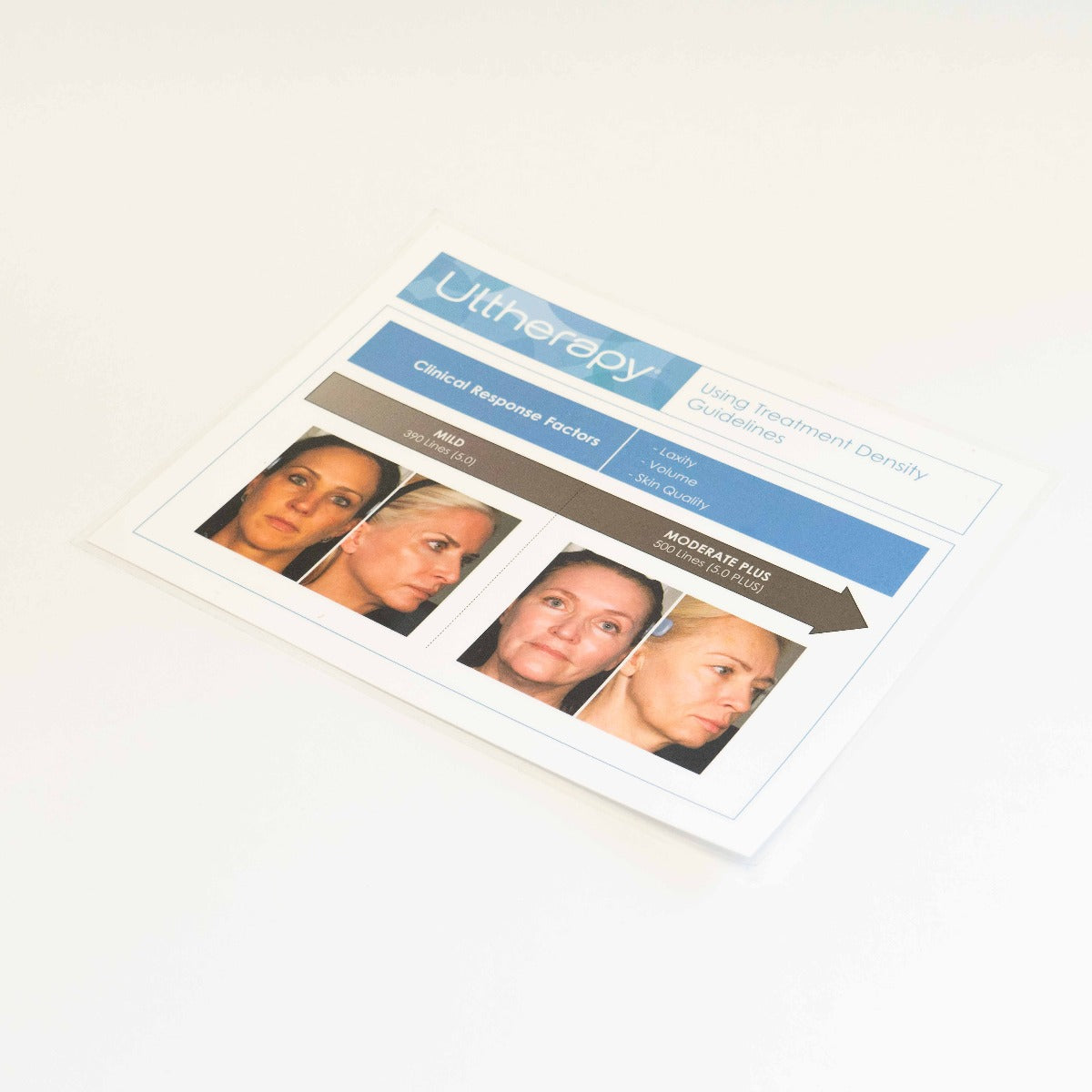 Ulthera Ultherapy Treatment Density Guideline Laminated Chart w/ Photos