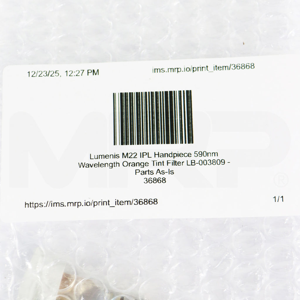 Lumenis M22 IPL Handpiece 590nm Wavelength Orange Tint Filter LB-003809 - Parts As-Is