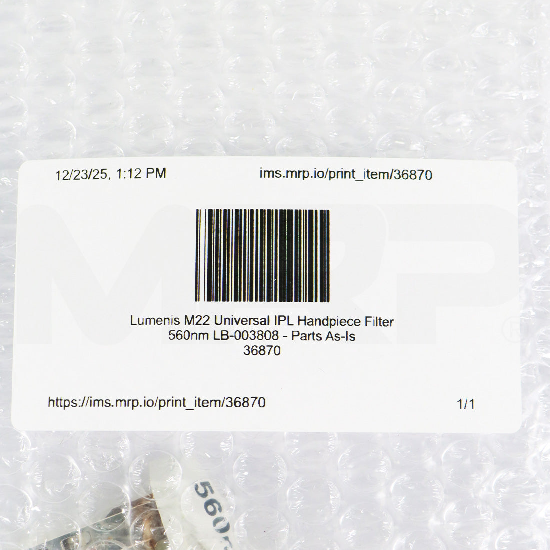 Lumenis M22 Universal IPL Handpiece Filter 560nm LB-003808 - Parts As-Is