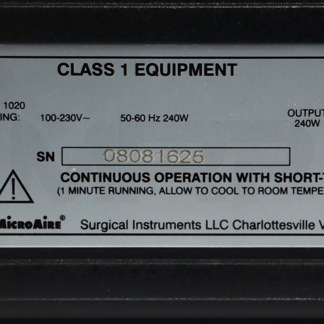 MicroAire Surgical Instruments 1020 Electric Console PAL-600E HP
