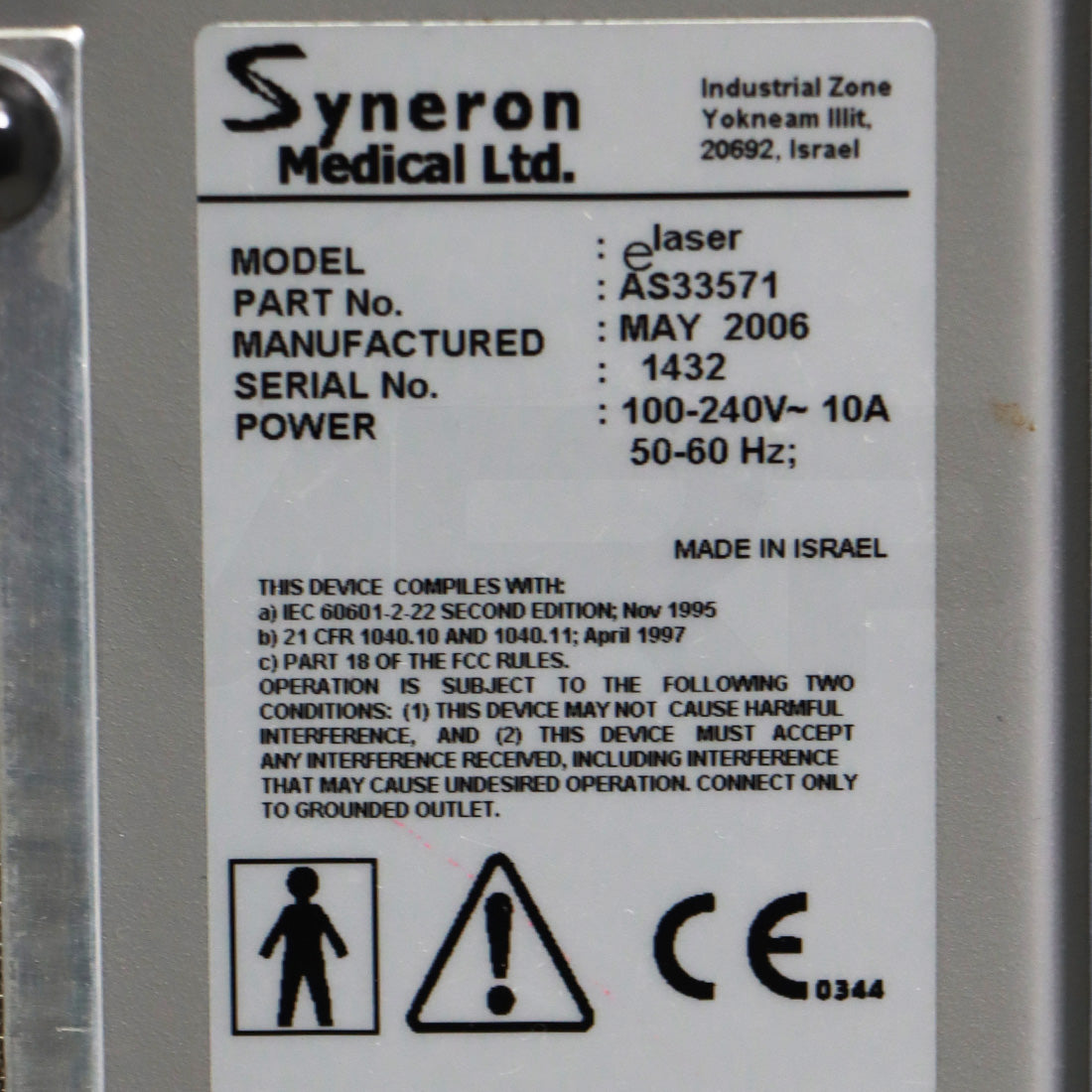 2006 Syneron Candela eLaser eLos Diode laser RF Skin Rejuvenation System
