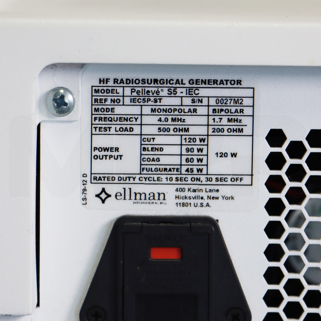 Ellman Pellevé S5 IEC RF HF Skin Rejuvenation Radiosurgical Generator Surgical