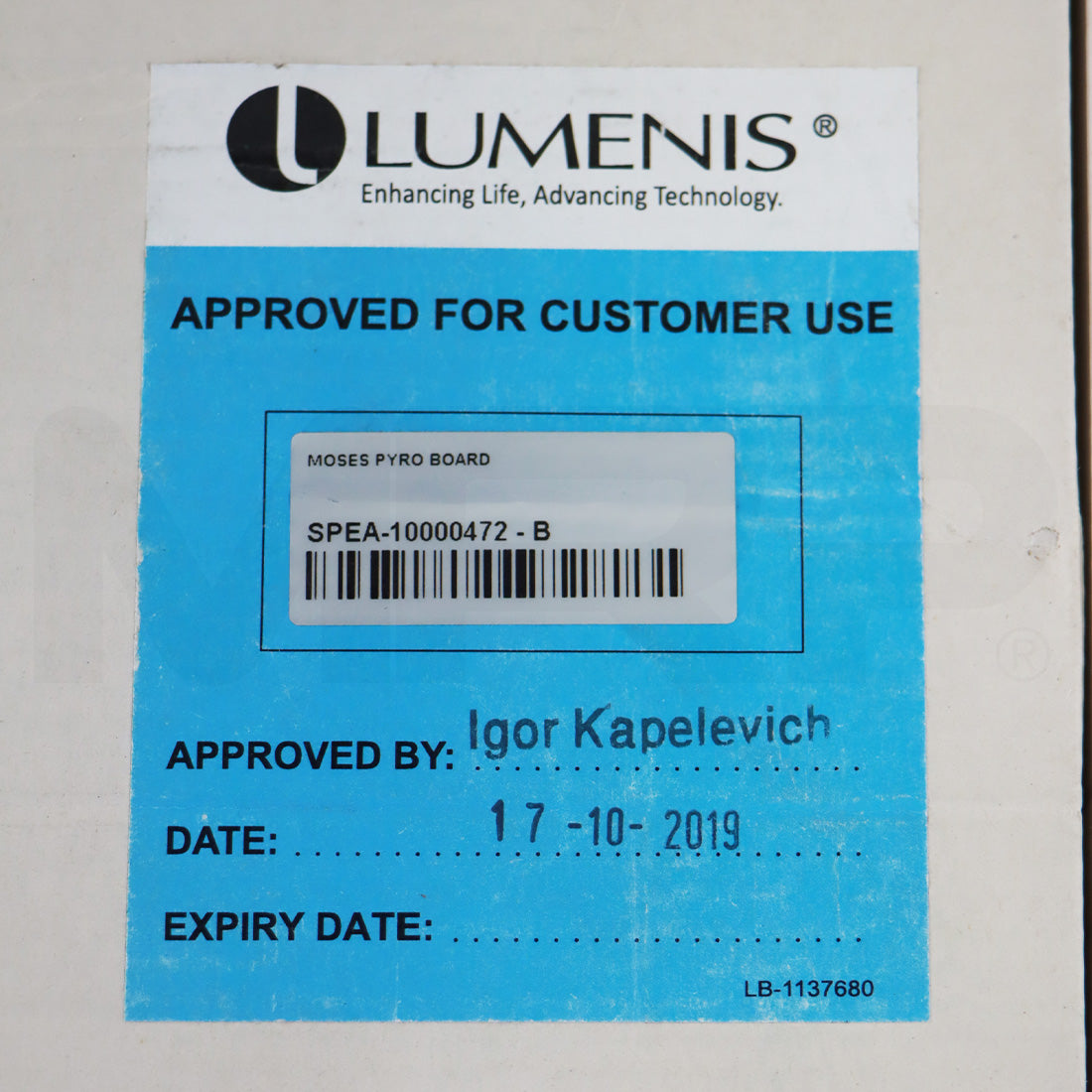 Lumenis VersaPulse P120 Pyros Shutter Board EA-10000471