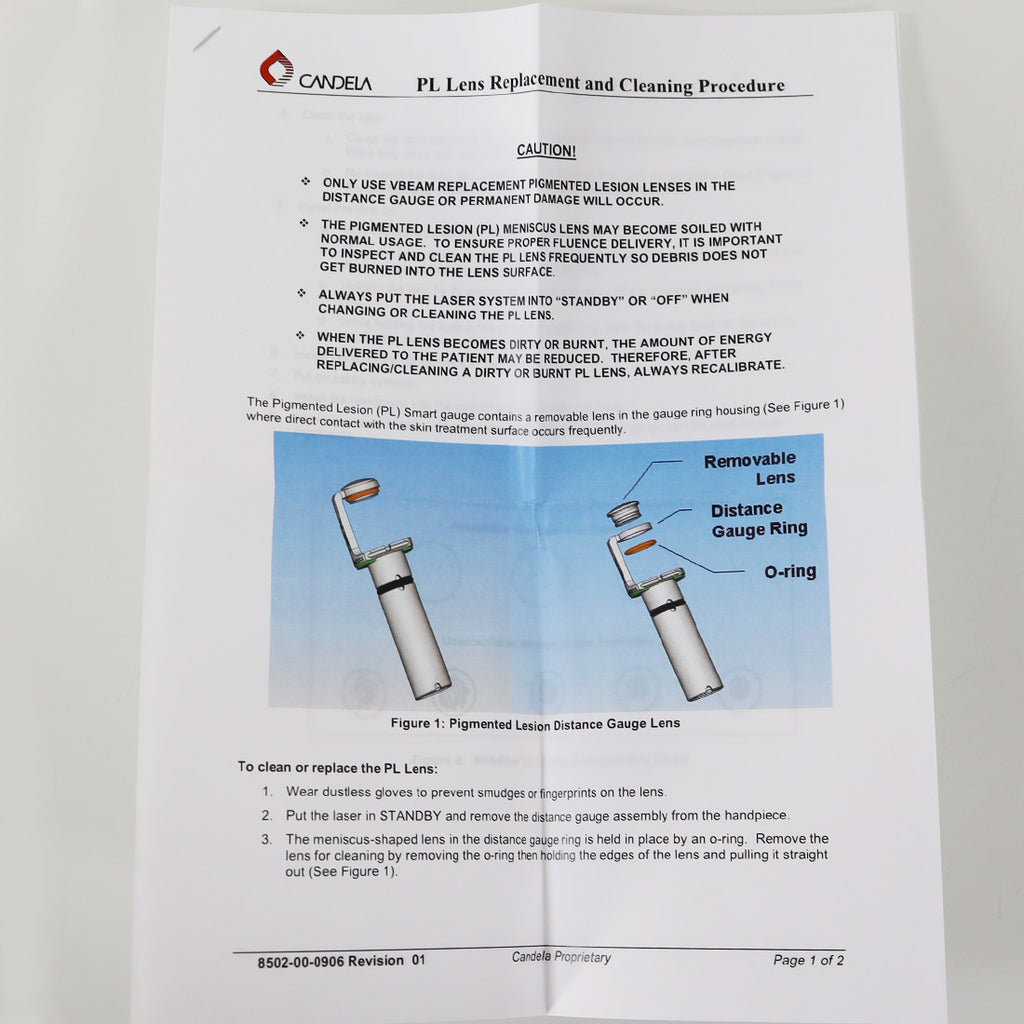 SYNERON Candela VBeam2 PL Lens Replacement Kit 7122-00-8504 R.0C