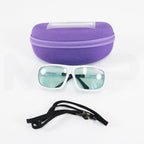 Innovative Optics PPE Safety Glasses White Frame Light Blue Lens 1400-2400 OD4
