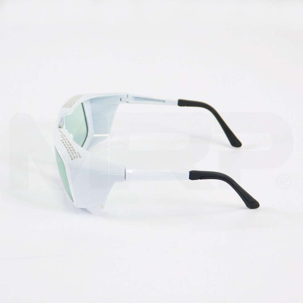 Innovative Optics PPE Safety Glasses White Frame Light Blue Lens 1400-2400 OD4