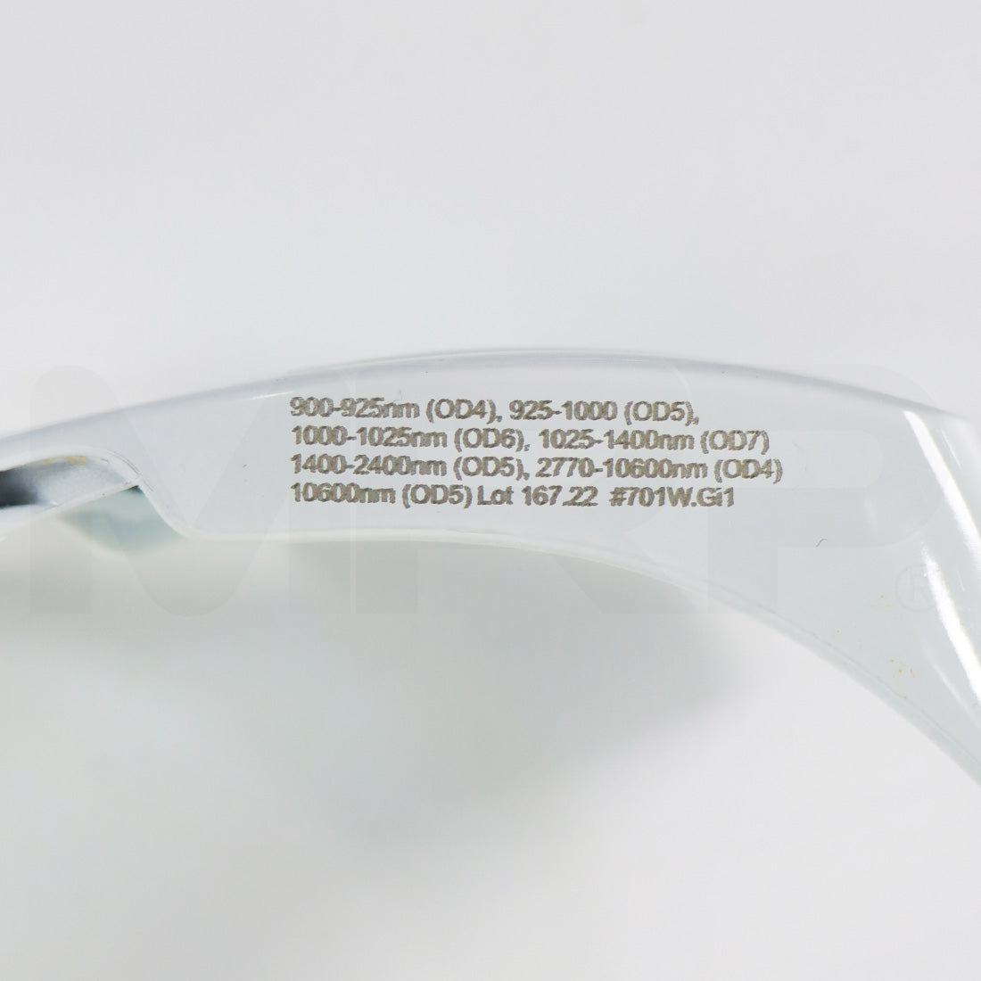 Innovative Optics PPE Safety Glasses White Frame Light Blue Lens 1400-2400 OD4