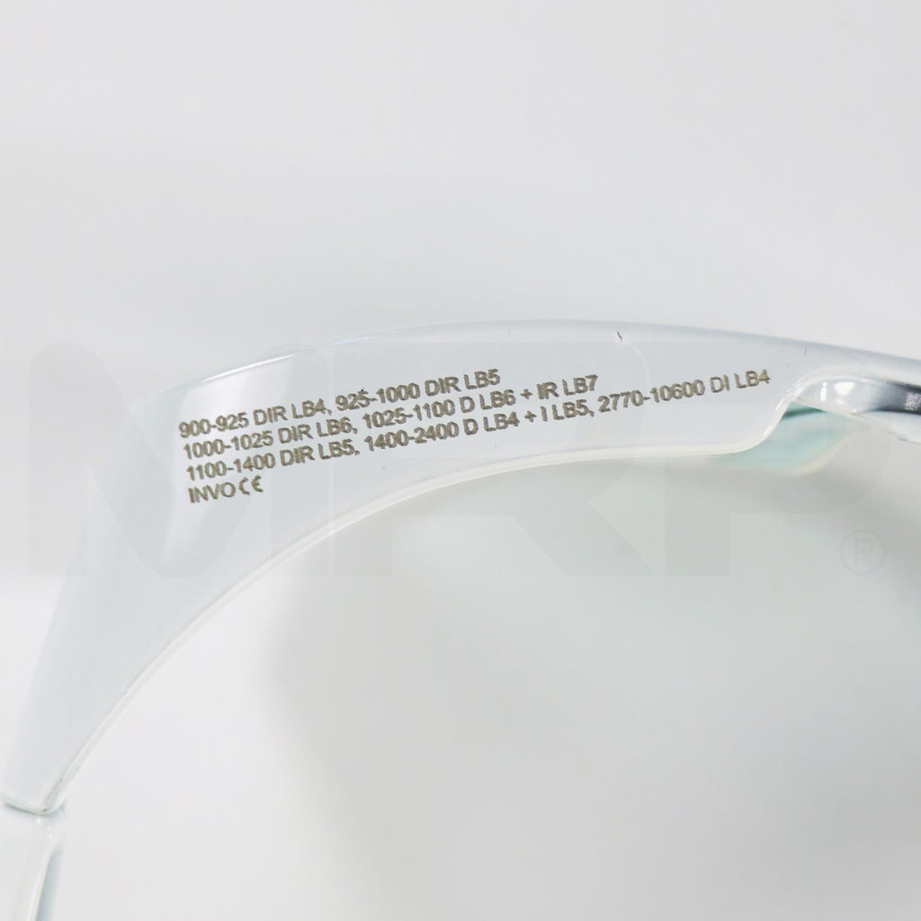 Innovative Optics PPE Safety Glasses White Frame Light Blue Lens 1400-2400 OD4