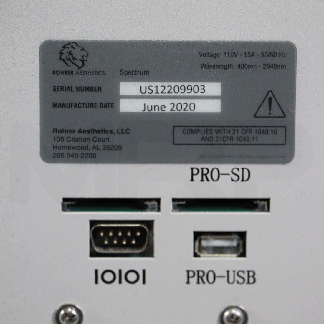 2020 Rohrer Aesthetics EpiLaze Hair Removal Diode System