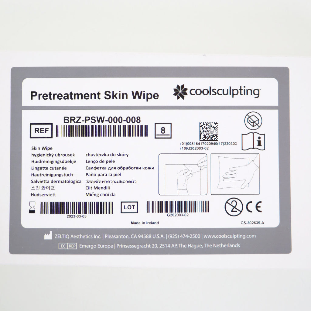 Zeltiq CoolSculpting Pretreatment Skin Wipes BRZ-PSW-000-008 x8 Pcs EXP 03-2023