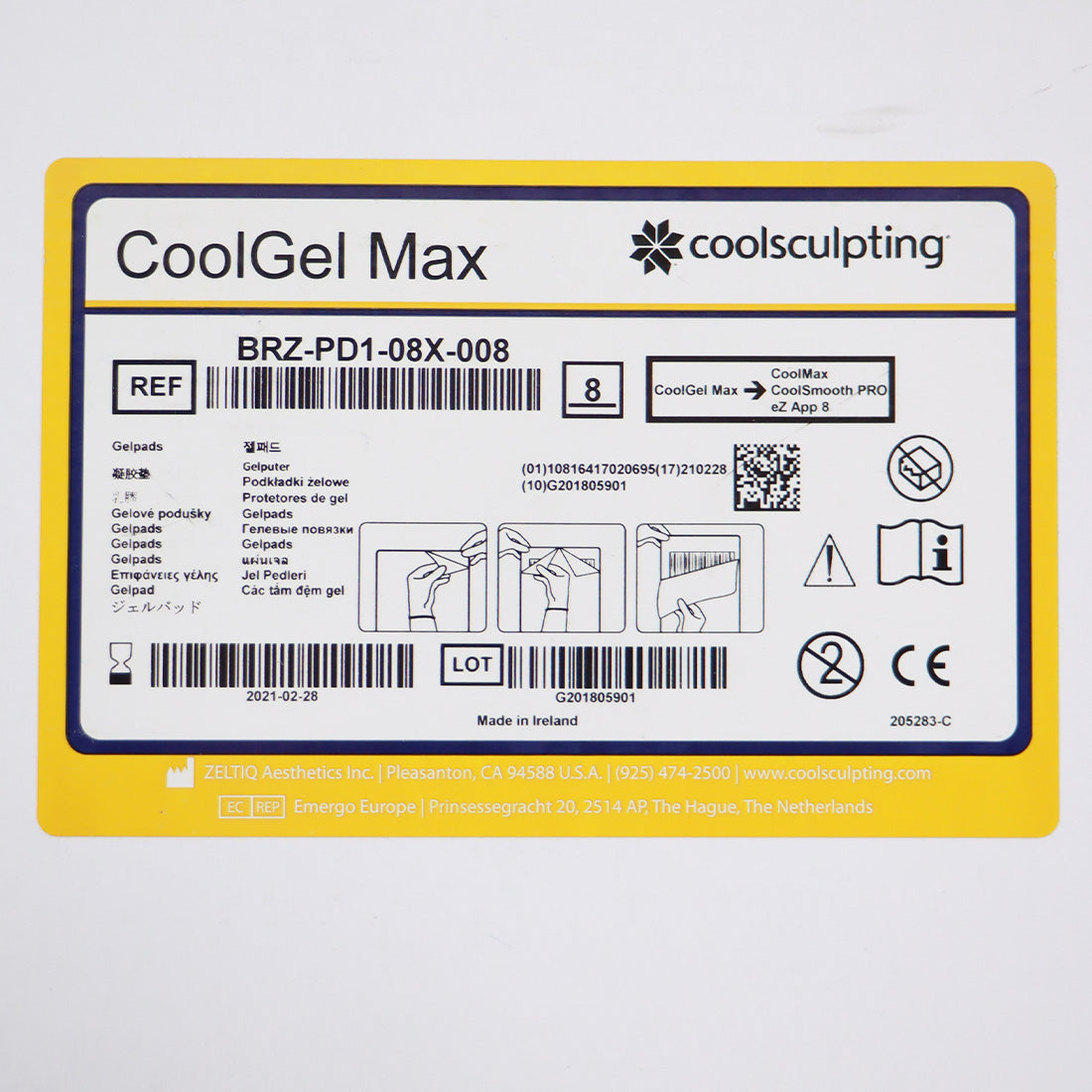 Zeltiq CoolSculpting Pretreatment Skin Wipe BRZ-PD1-08X-008 x8 EXP 2/28/2021