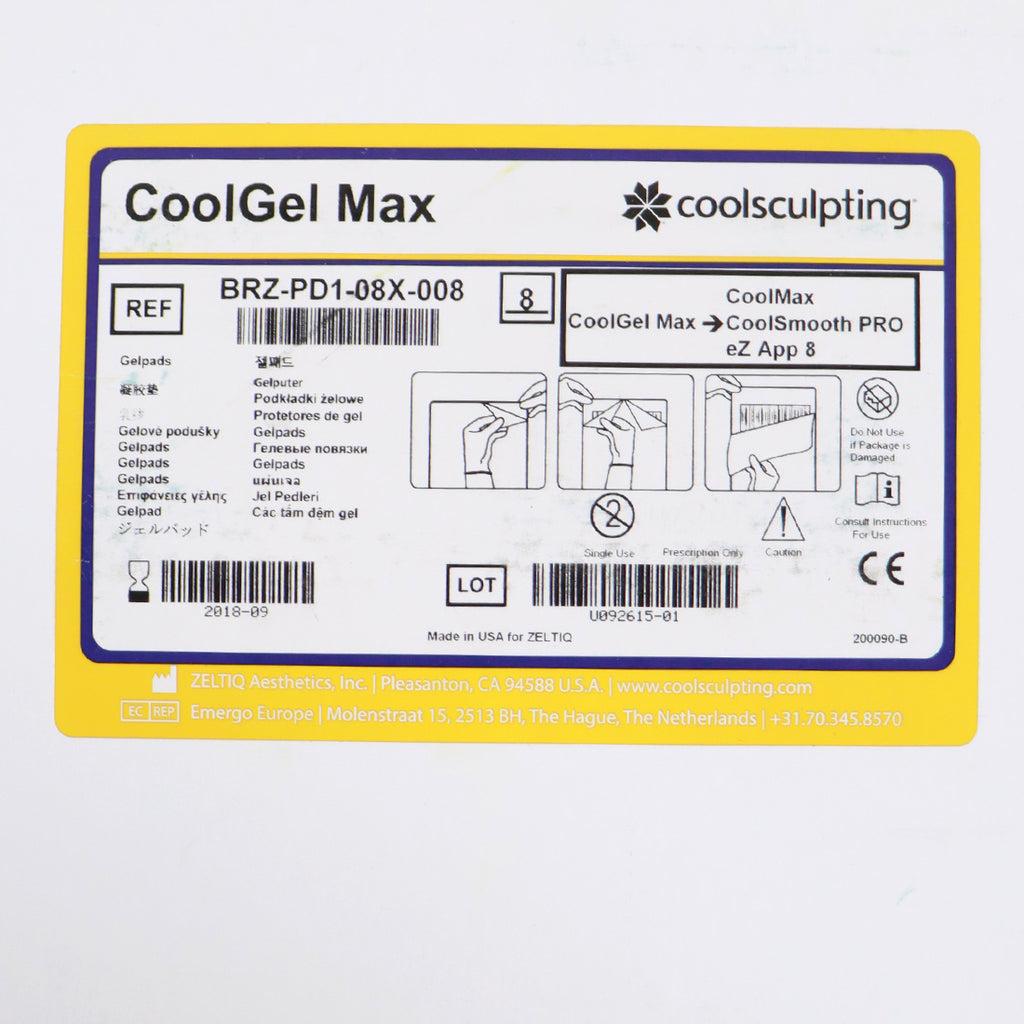 Zeltiq CoolSculpting Pretreatment Skin Wipe BRZ-PD1-08X-008 x8 EXP 09/2018