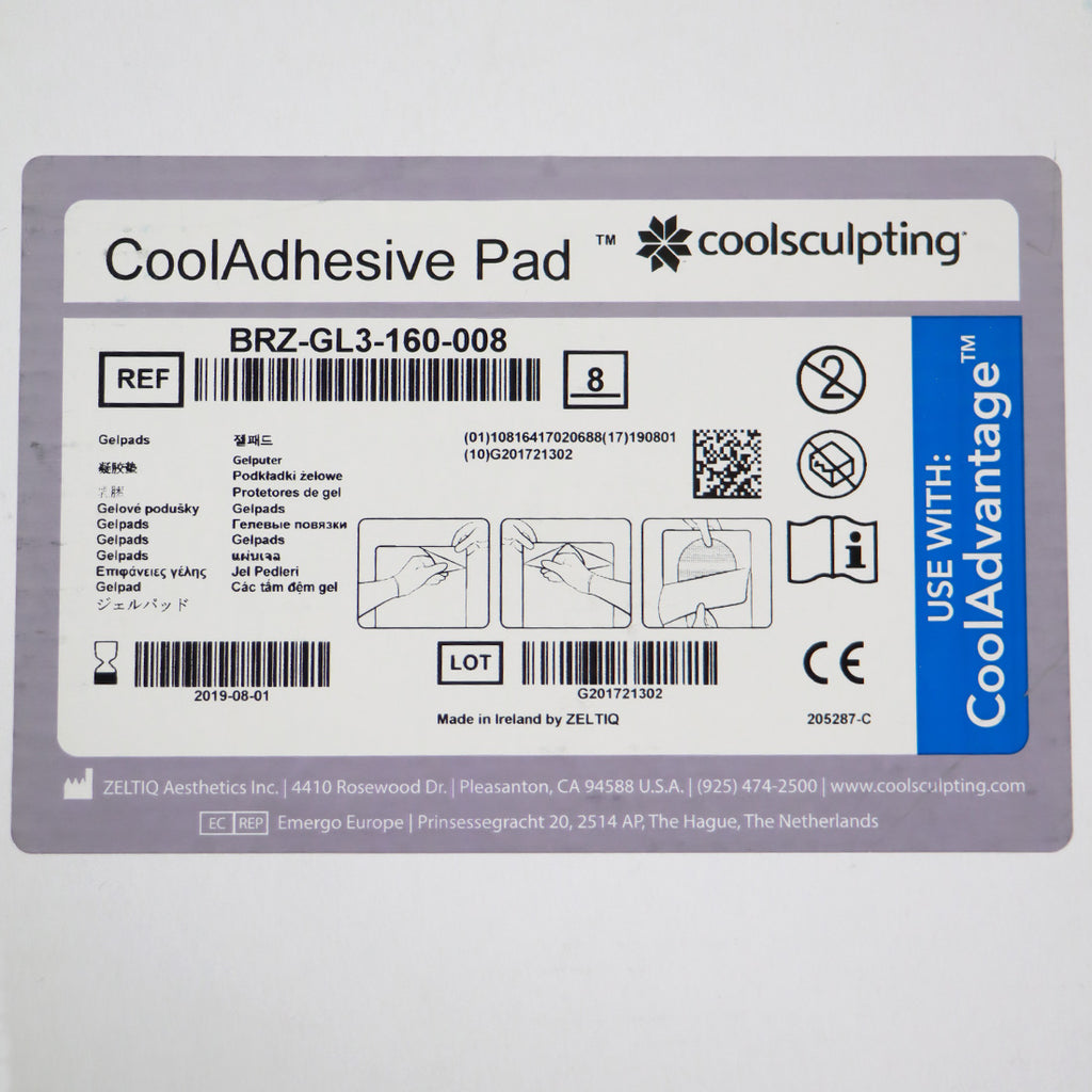 ZELTIQ CoolAdvantage CoolSculpting CoolAdhesive Pads BRZ-GL3-160-008 Exp 08/2019