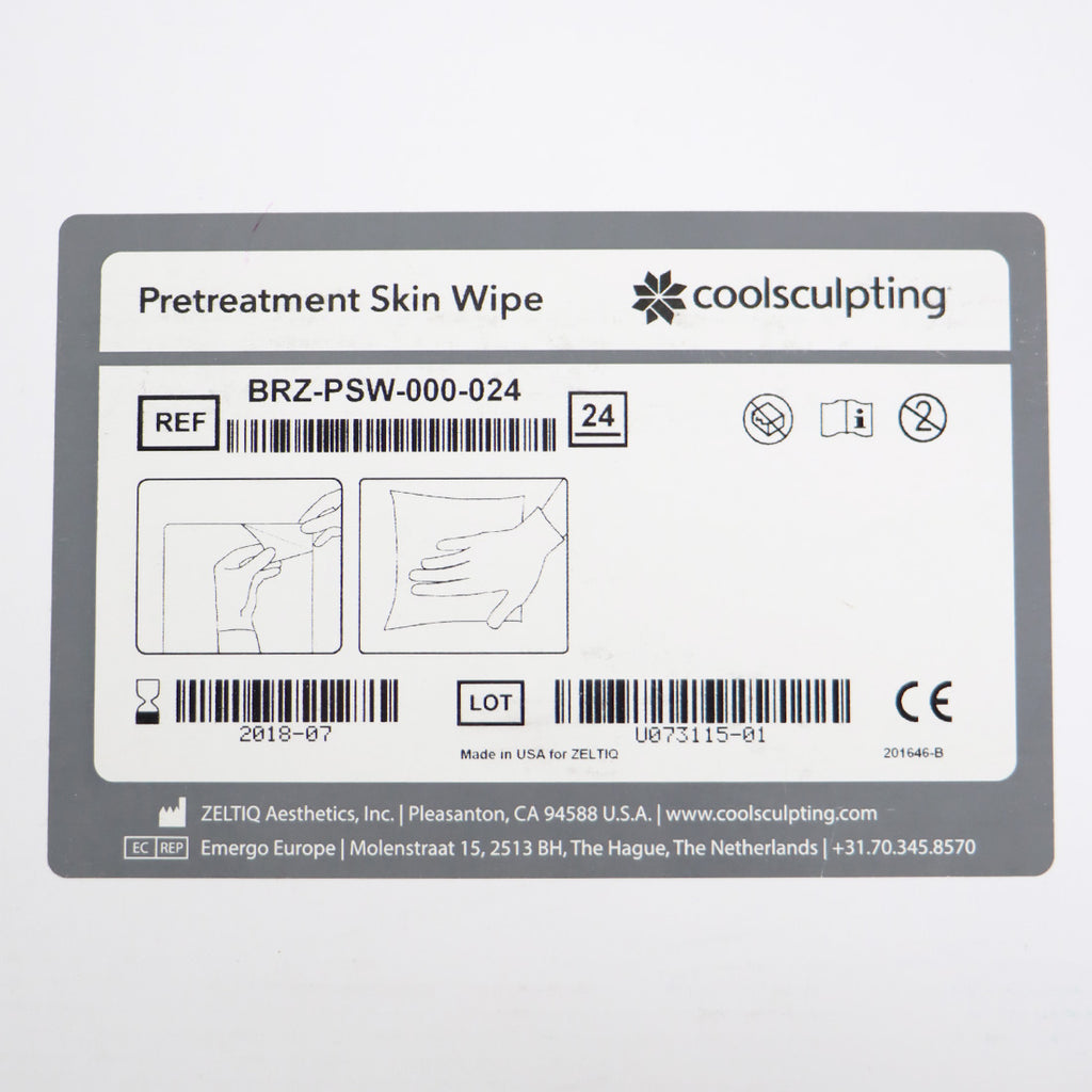 Zeltiq CoolSculpting Pretreatment Skin Wipe BRZ-PSW-000-024 x24 EXP 07/2018