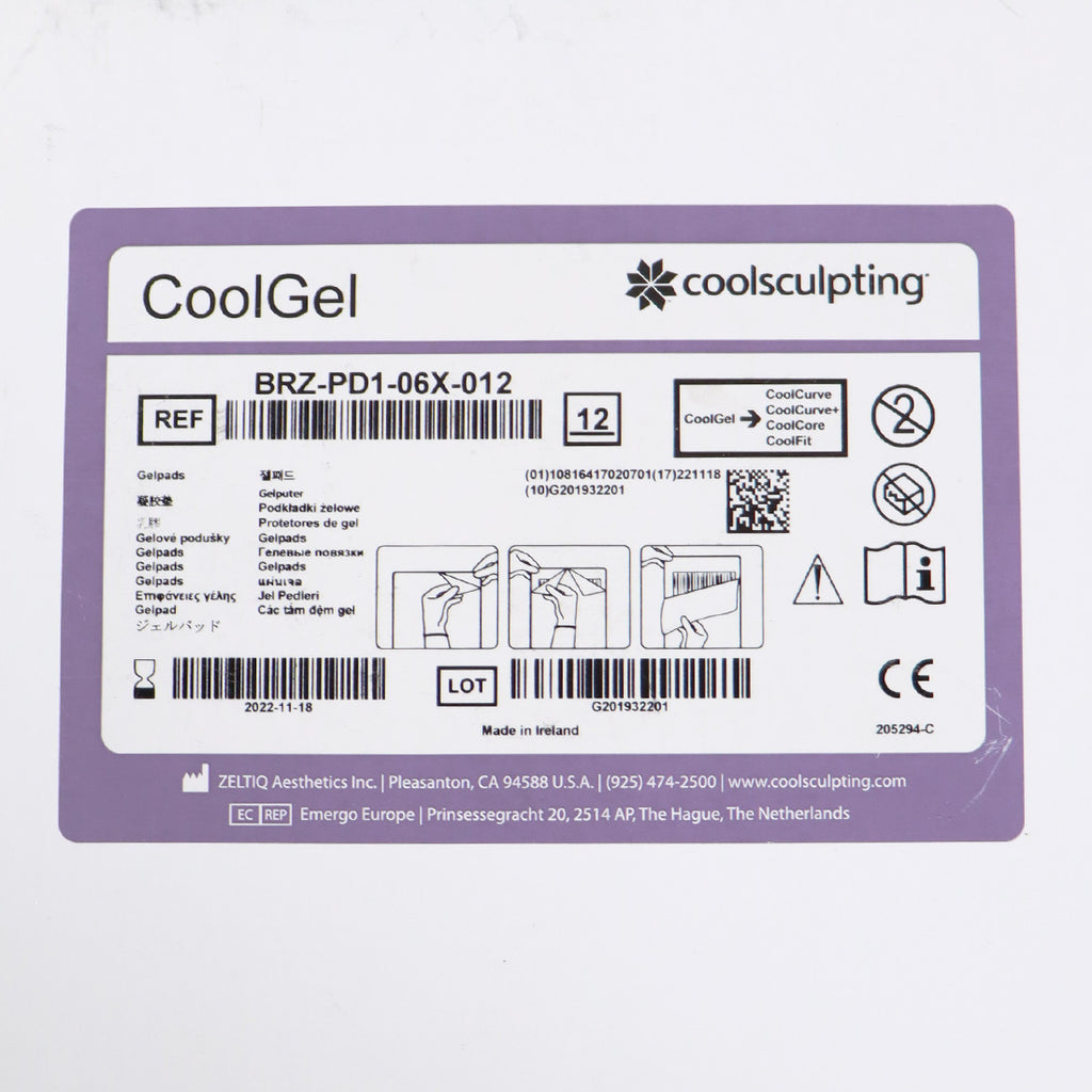 Zeltiq CoolSculpting Standard Purple Cool Gel BRZ-PD1-06X-012 12PACK EXP 11/2022