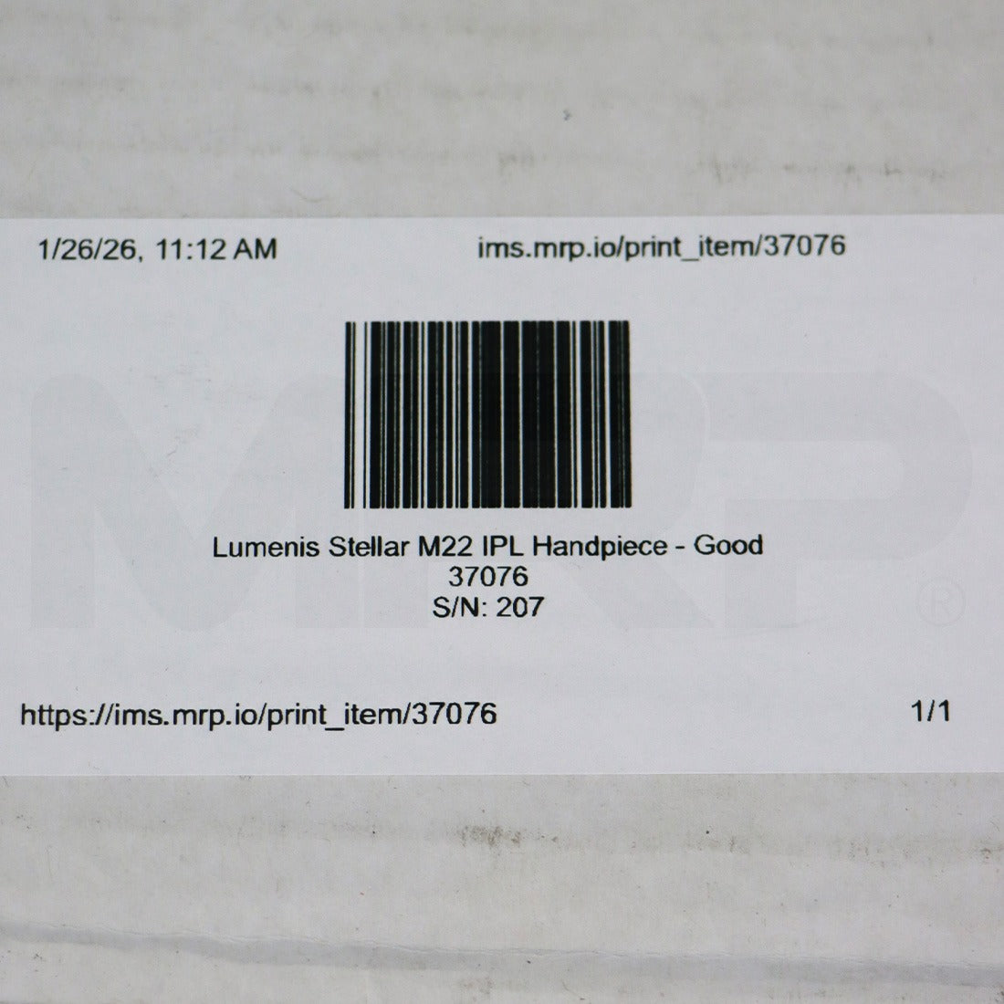 Lumenis Stellar M22 IPL Skin Rejuvenation Handpiece
