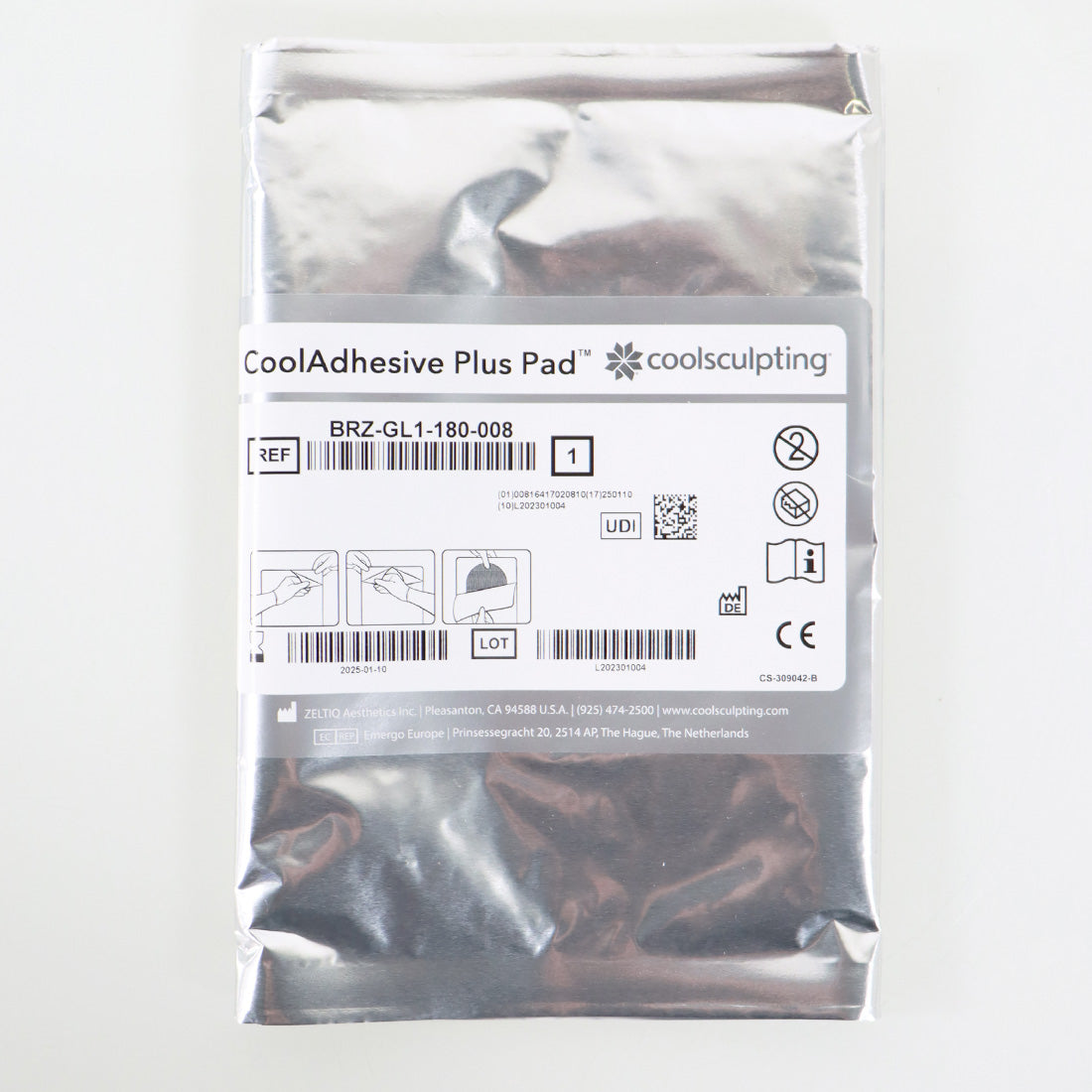 Zeltiq CoolSculpting CoolAdhesive PLUS Pad BRZ-GL1-180-008 (x4 Pcs) Exp 01/2025
