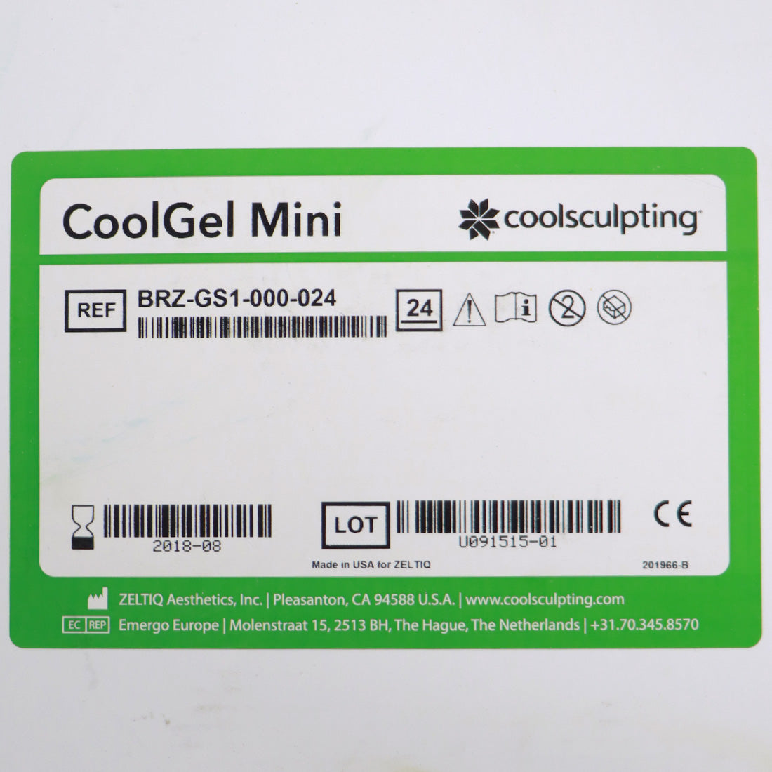 Zeltiq CoolSculpting CoolGel Mini BRZ-GS1-000-024 24pk EXP 2018-08