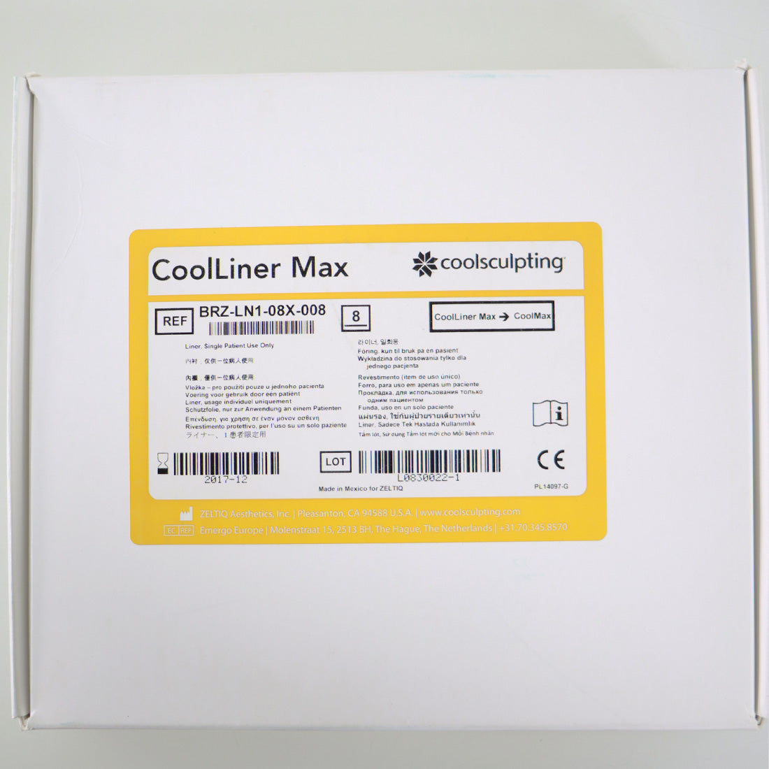 Zeltiq CoolSculpting CoolLiner CoolMax Liner BRZ-LN1-08X-008 12/2017 x8 Pcs