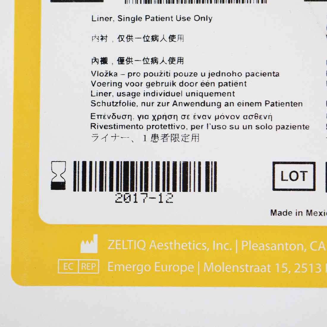 Zeltiq CoolSculpting CoolLiner CoolMax Liner BRZ-LN1-08X-008 12/2017 x8 Pcs