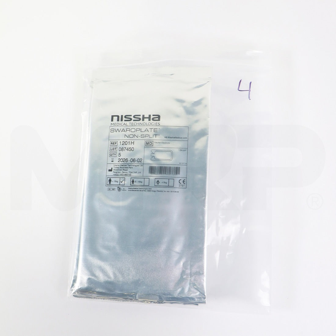Nissha Medical Technologies Swaroplate Non-Split Neutral Electrode 4x pack