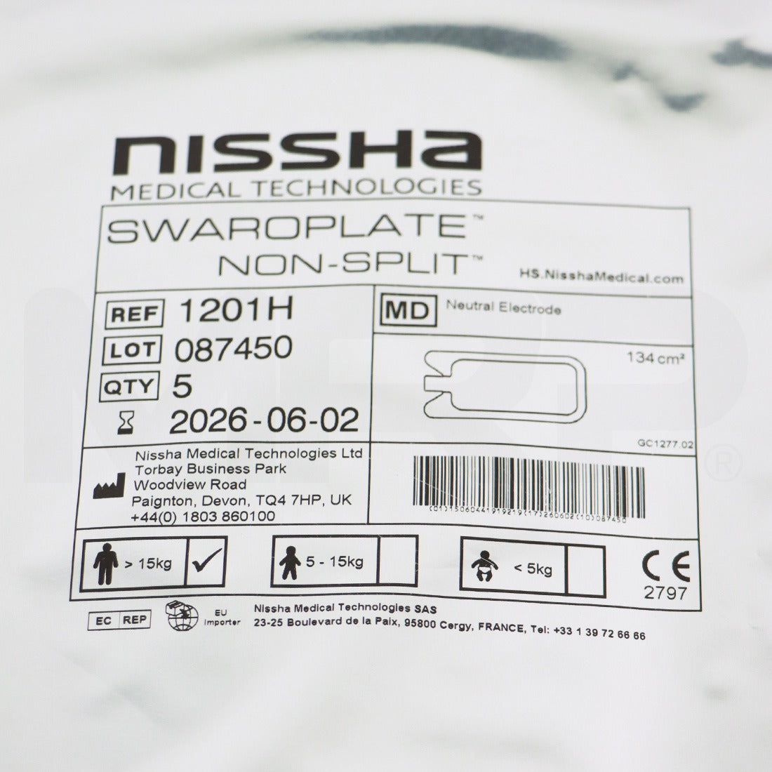 Nissha Medical Technologies Swaroplate Non-Split Neutral Electrode 4x pack