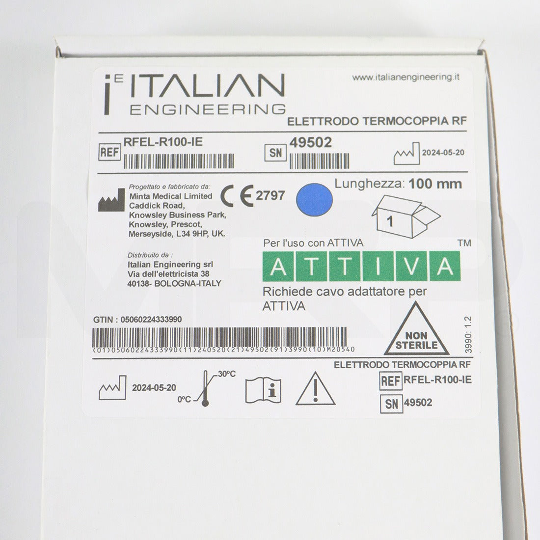 Attiva RF Thermocouple Electrode 100mm RFEL-R100-IE