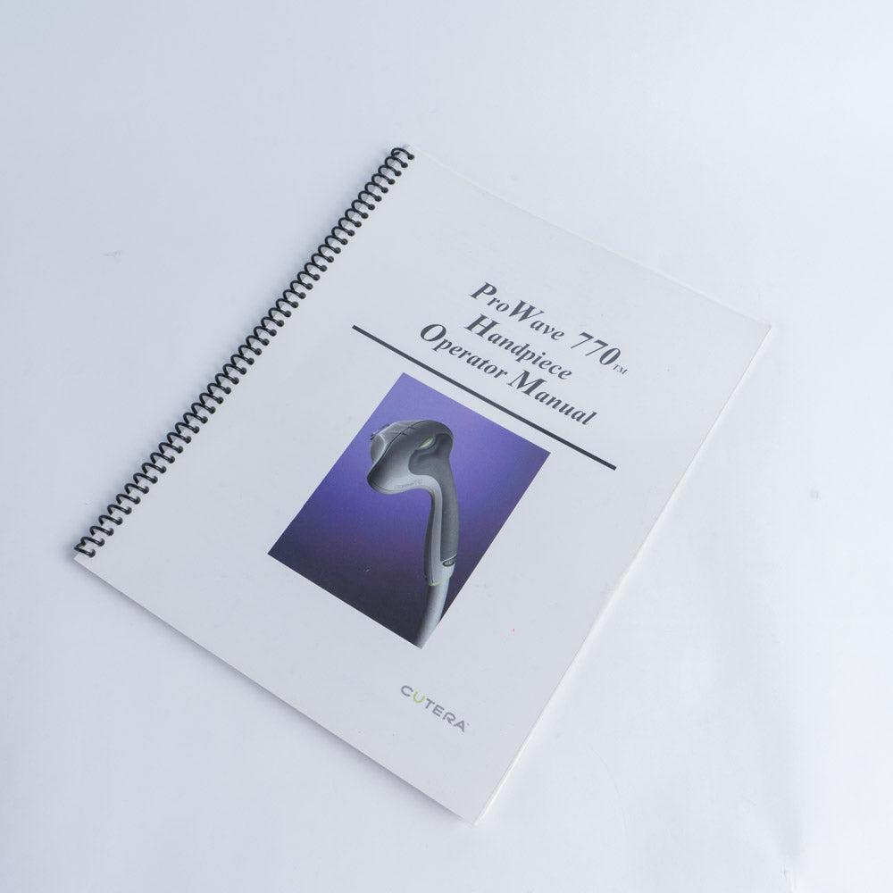 Cutera Prowave 770 Handpiece Treatment Guidelines Manual Booklet D0277