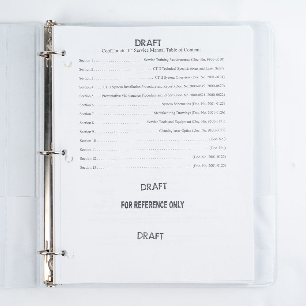 NEW STAR CoolTouch II Laser Service Manual Training Maintenance Guide 2000-0234