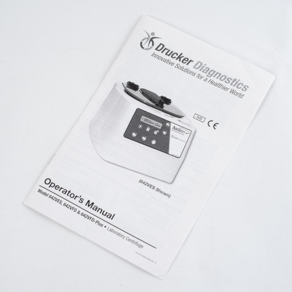 Drucker Diagnostics Lab Centrifuge 642VES, 642VFD, & 642VFD-Plus USER MANUAL