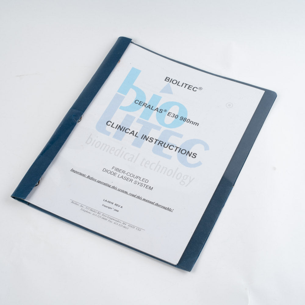 BIOLITEC CERALAS E30 980nm Diode laser system Clinical Instructions LA-0918