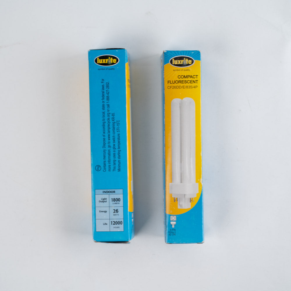 Luxrite Compact Fluorescent Light Blulb - CF26DD/E/835/4P - 1800 LUMENS 26W (2 Qty)
