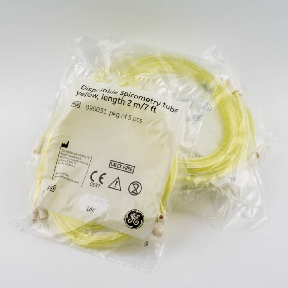 (5 Pcs) Disposable Latex Free Spirometry Tube - Yellow 2 Meter / 7 Foot - d