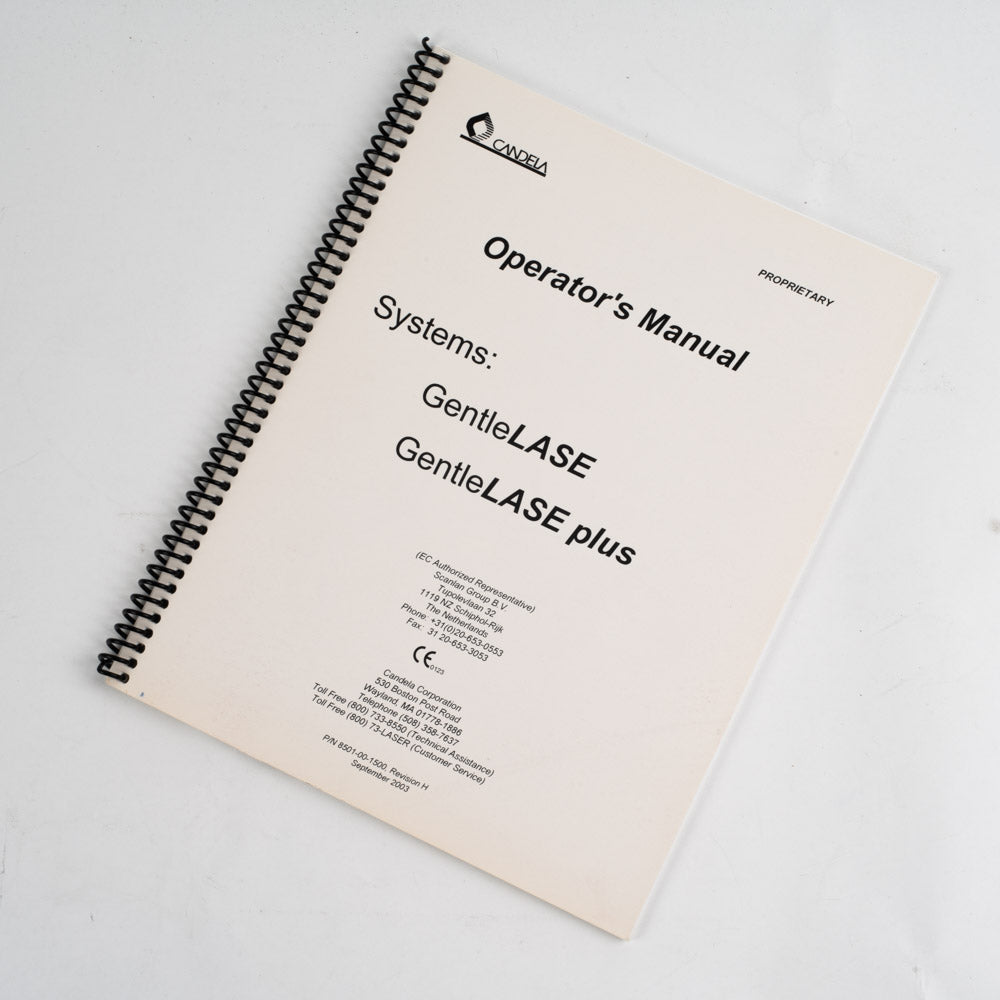 Candela GentleLase & Gentle lase Plus - Operator's Manual PN 8501-00-1500