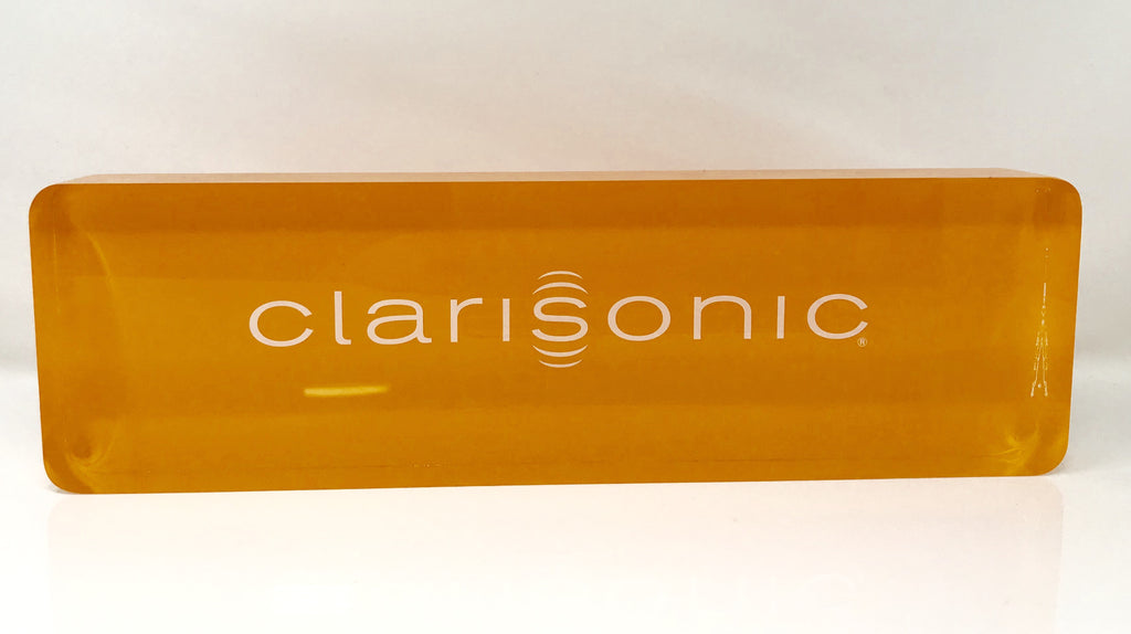 CLARISONIC Skin Cleaning Sonic Marketing Sign Paper Weight Display Acrylic