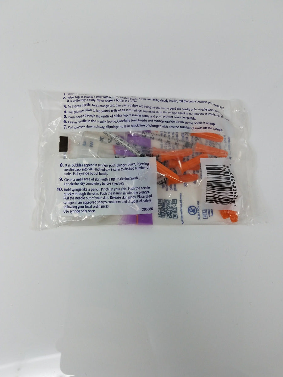 BD Insulin Syringes Ultra-Fine Needles 10 pk 3/10mL Cap 8mm Long 31 Gauge