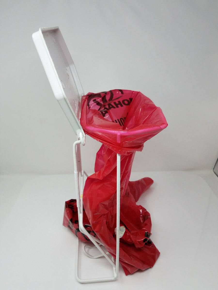 Bio-Hazard Dispenser Wire Rack Hanger One Gallon Size Bio Hazard Trash Waste