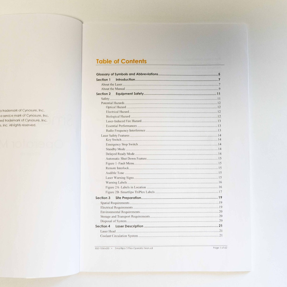 Cynosure Smartlipo Triplex Clinical Operator User Manual - DOC#850-1056-650