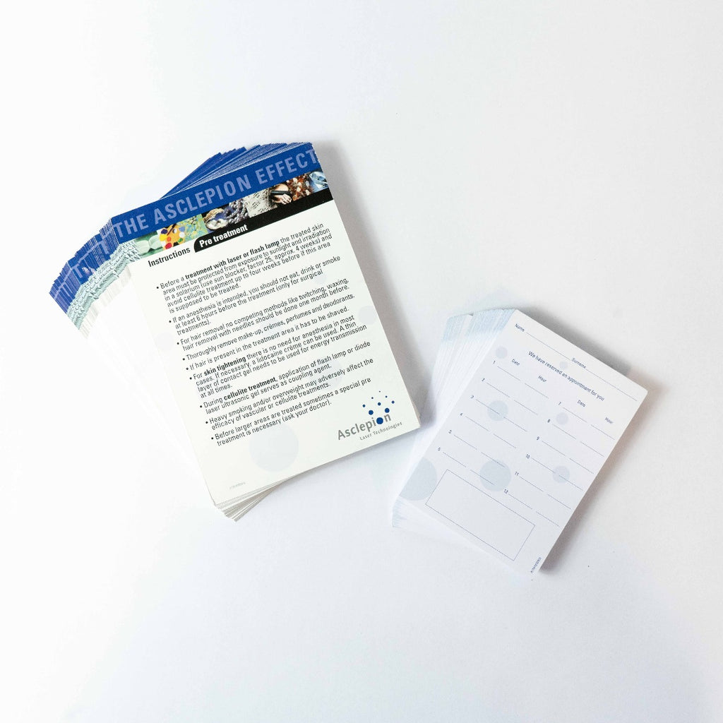 Asclepion Pretreatment Patient information Handout & Custom Appointment Card