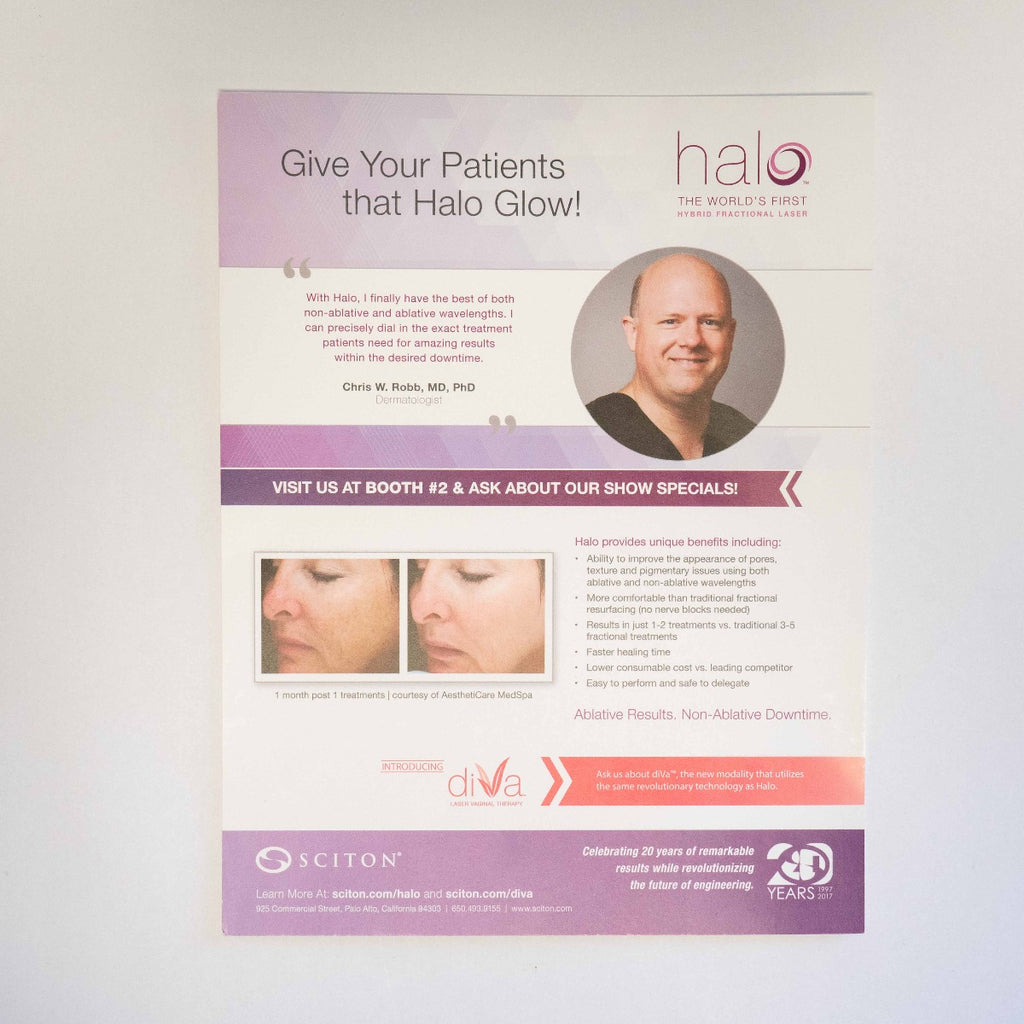 Sciton HALO - 2017 Hybrid Fractional Laser System Marketing Promotional Flyer
