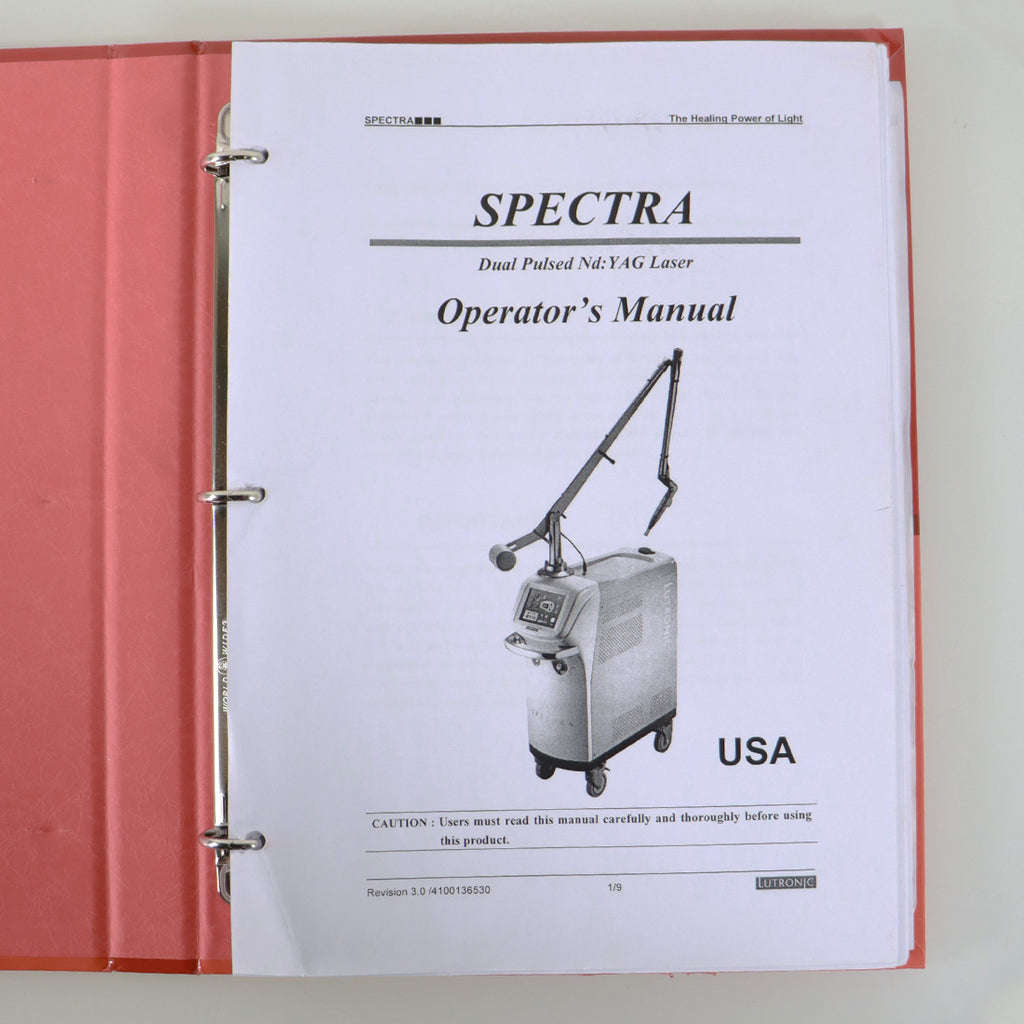Lutronic Spectra Dual Pulsed Nd: YAG Laser Operator's Manual Hardcover 410013530
