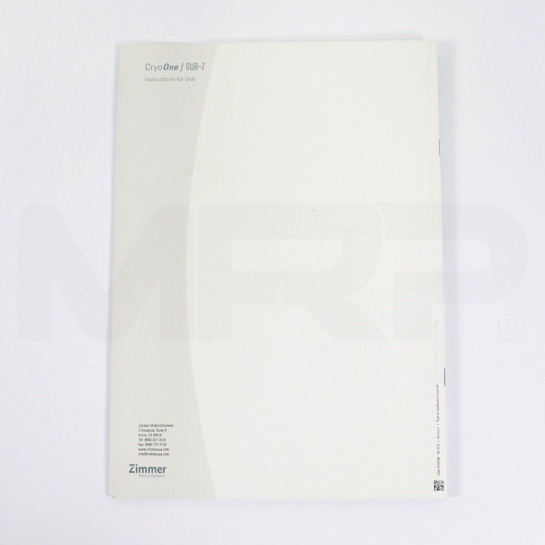 Zimmer MedizinSystems Cryo One / Sub-Z Instructions for Use Manual